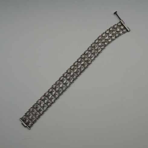 Early 20th Century British Antique Sterling Silver Lace Design Bracelet 20g