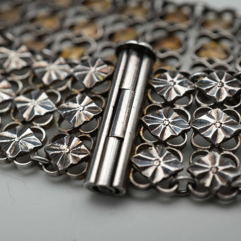 Early 20th Century British Antique Sterling Silver Lace Design Bracelet 20g