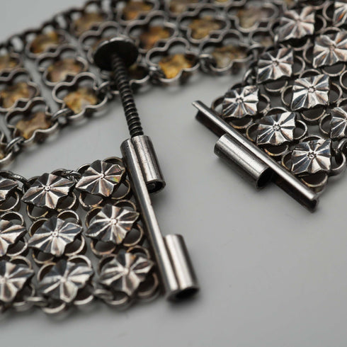 Early 20th Century British Antique Sterling Silver Lace Design Bracelet 20g