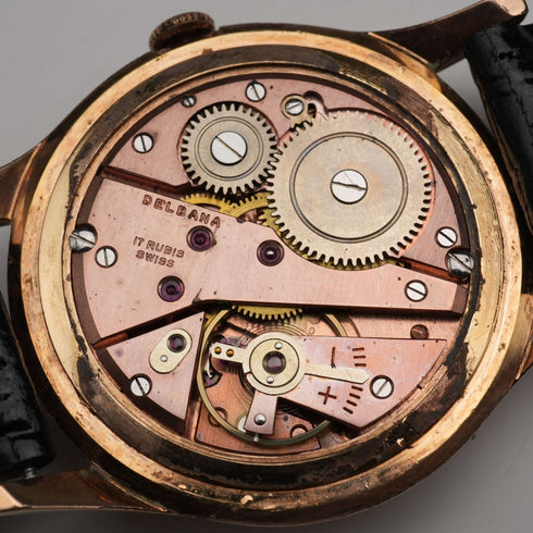 1950s Swiss DELBANA Men's Watch, 17 Jewels Mechanical, Gold-Filled Case, Good Working Condition