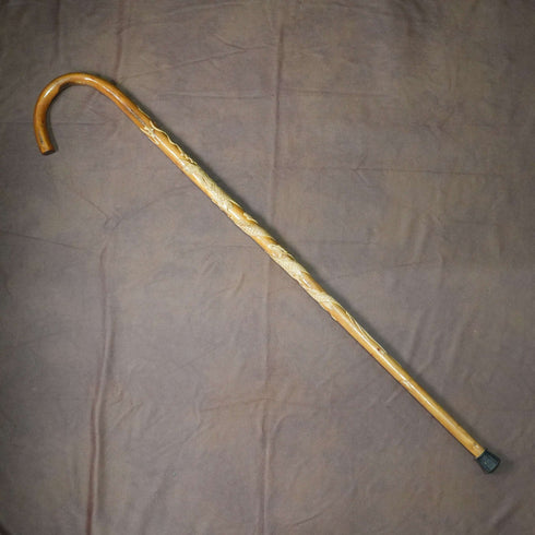 빈티지 탄샤프트 드래곤 장식 구부러진 핸들 지팡이 89cm