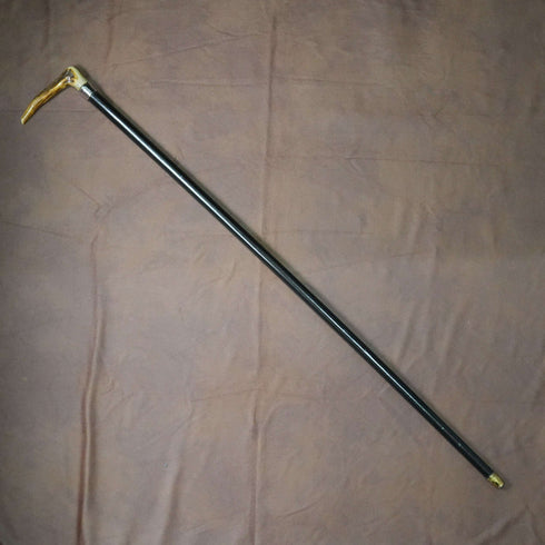 1895년 영국 앤틱 블랙 샤프트 순은 장식 앤틀러 핸들 스테이키 지팡이 90cm