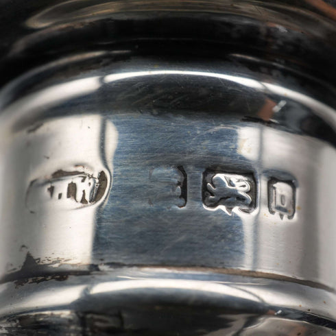 1901 English Antique Sterling Silver Lid Cut Glass Bottle