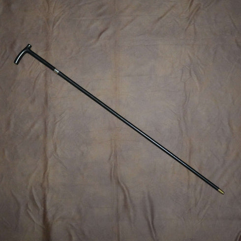 1908 British Antique Black Shaft Derby Handle Sterling Silver Decoration Lightweight Walking Stick Cane 91cm
