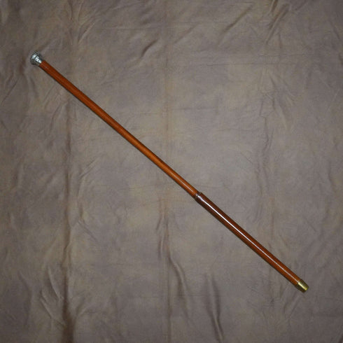 1897年 英国古董 马六甲藤手杖 纯银圆环手柄 93cm