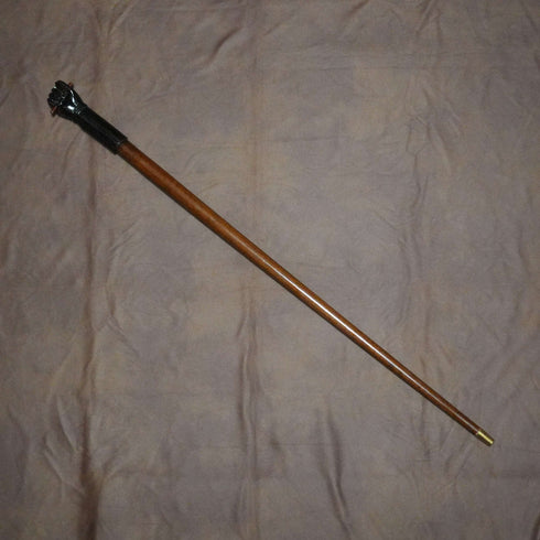 Vintage Brown Shaft Fist Holding a Rod Sculpture Handle Walking Stick Cane 89cm