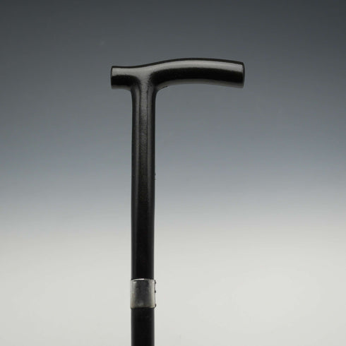 1908 British Antique Black Shaft Derby Handle Sterling Silver Decoration Lightweight Walking Stick Cane 91cm