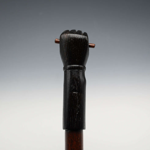 Vintage Brown Shaft Fist Holding a Rod Sculpture Handle Walking Stick Cane 89cm