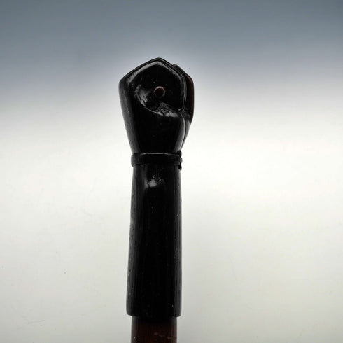 Vintage Brown Shaft Fist Holding a Rod Sculpture Handle Walking Stick Cane 89cm