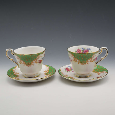 UK Vintage Paragon "Rockingham Green" Demitasse Cup & Saucer Pair