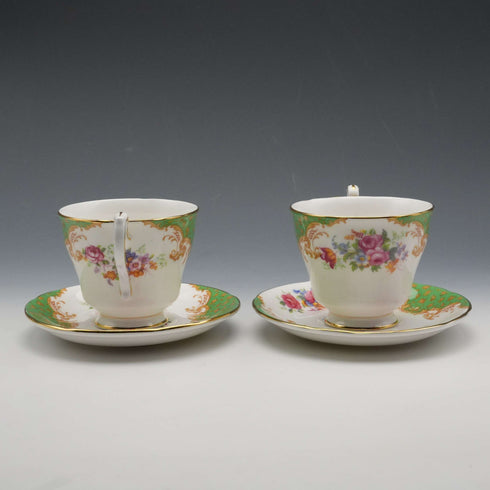 UK Vintage Paragon "Rockingham Green" Demitasse Cup & Saucer Pair