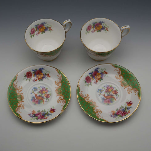 UK Vintage Paragon "Rockingham Green" Demitasse Cup & Saucer Pair