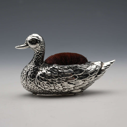 1908年 英國古董 純銀 水鳥造型針插 W J Myatt &Co 26g