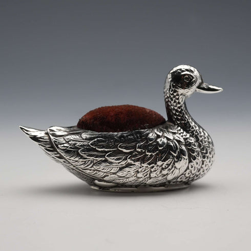 1908年 英國古董 純銀 水鳥造型針插 W J Myatt &Co 26g