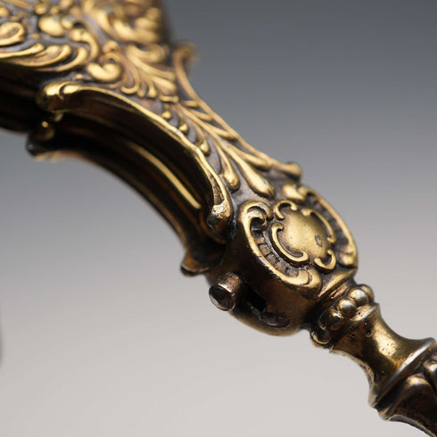 US Antique Sterling Silver Vermeil Ornate Folding Lorgnette Eyeglasses