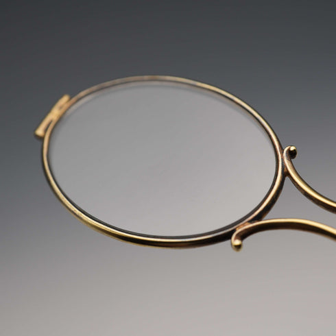US Antique Sterling Silver Vermeil Ornate Folding Lorgnette Eyeglasses