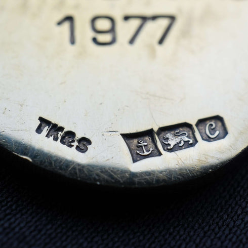 1977年 英国ヴィンテージ 純銀製 ロビンレリーフ オーバルペンダント 計14g 純銀チェーン付き