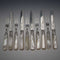 Circa 1908 Antique English Mother-of-Pearl Handle Dessert Cutlery, 5 Pairs, Sterling Silver Accents, Allen & Darwin
