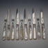 Circa 1908 Antique English Mother-of-Pearl Handle Dessert Cutlery, 5 Pairs, Sterling Silver Accents, Allen & Darwin