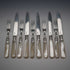 Circa 1908 Antique English Mother-of-Pearl Handle Dessert Cutlery, 5 Pairs, Sterling Silver Accents, Allen & Darwin