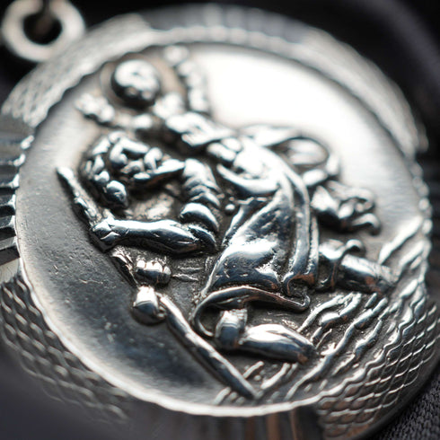 英國復古聖克里斯多福純銀墜飾,附純銀項鍊,共14.5克