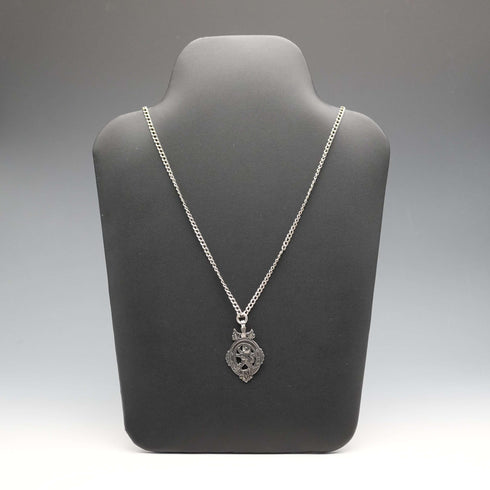 British Antique Sterling Silver Lion Passant Medal, 15.5g total, with Sterling Silver Chain, J&R Griffin