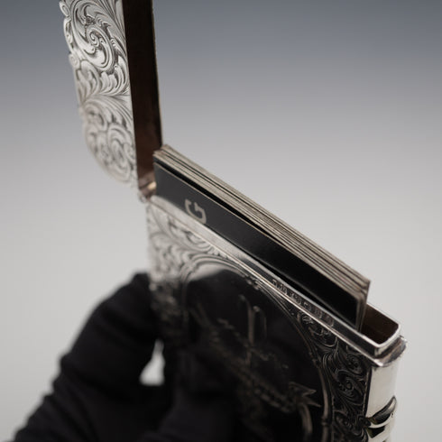 1852年 英国アンティーク 純銀製カードケース 70g David Pettifer