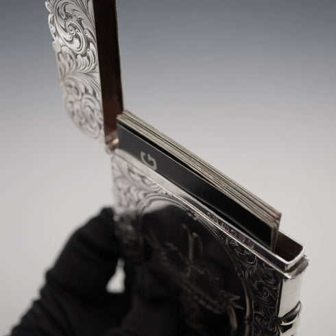 1852年 英國古董純銀名片盒 70g David Pettifer