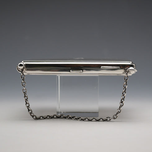 1894年 英国アンティーク 純銀製 両開き型カードケース チェーン付き WALKER&HALL