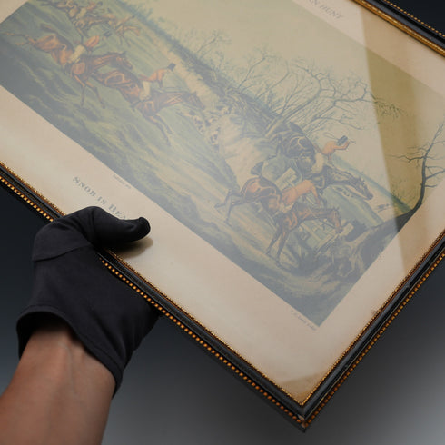 英国ヴィンテージ 額入りスポーツ画 ヘンリー・アルケン『THE QUORN HUNT』