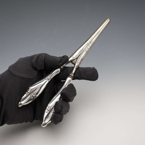 Antigüedad inglesa de 1908, estirador de guantes con mango de plata esterlina, Gourdel Vales & Co.