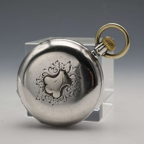 約1889年製 アンティーク ロンジン 懷錶 800銀製 獵錶殼 直徑43mm 運作良好