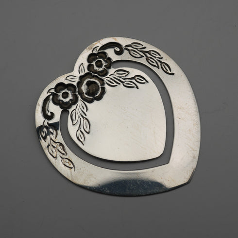 Marcapáginas de plata de ley vintage británico, forma de corazón, Harrison Brothers & Howson