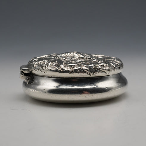 Pastillero antiguo de plata de ley, circa 1893, EE. UU., 25 g, S Kirk & Son