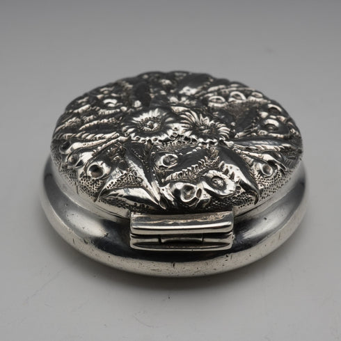 Pastillero antiguo de plata de ley, circa 1893, EE. UU., 25 g, S Kirk & Son