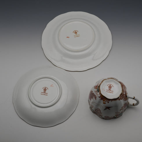 c. 1947 Vintage Royal Crown Derby "Old Aylesbury" Teacup Trio ③