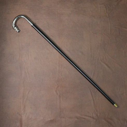 British Vintage Black Shaft Horsehead Handle Walking Stick Cane 88cm