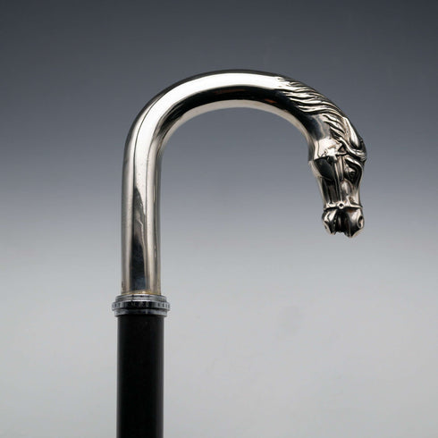 英國復古黑色桿馬頭手柄手杖 88cm