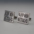 Gemelos vintage británicos de plata de ley con diseño de sello, 21 g, Jack Spencer Ltd