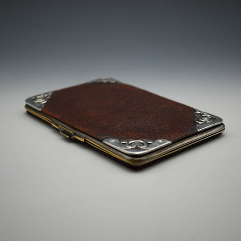 1903年 英国古董 纯银装饰 棕色皮夹 John George Smith