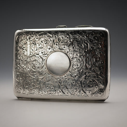 1909 British Antique Sterling Silver Bifold Card Case with Sterling Silver Pencil Walker&Hall