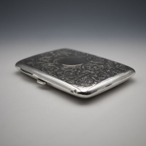 1909 British Antique Sterling Silver Bifold Card Case with Sterling Silver Pencil Walker&Hall