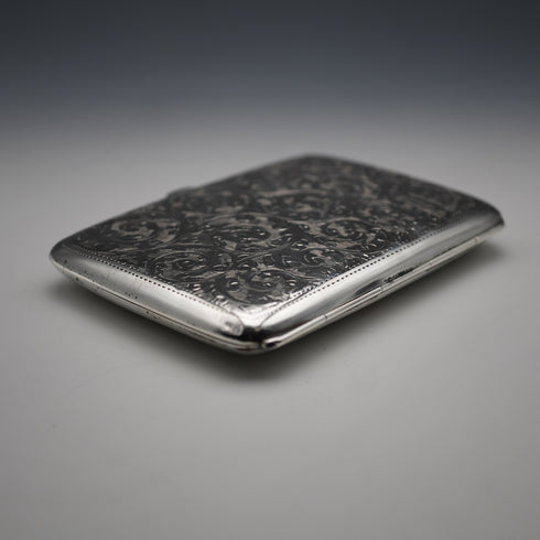 1909 British Antique Sterling Silver Bifold Card Case with Sterling Silver Pencil Walker&Hall