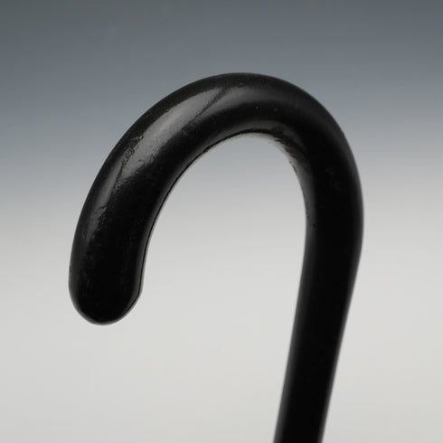1935年 英国ヴィンテージ ブラックシャフト 純銀装飾 大曲りハンドルハンドル ステッキ 杖 88cm