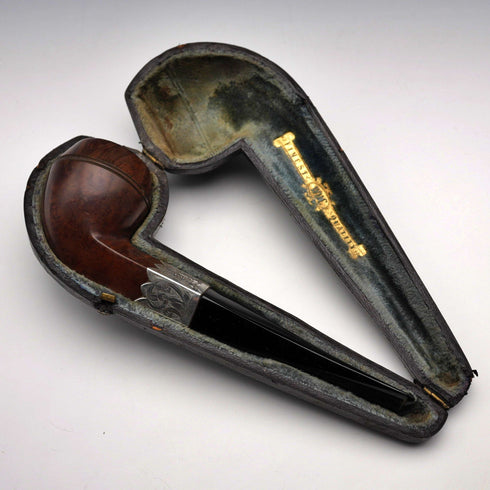 1901年 英国古董 “ROBERTSON” 烟斗 纯银装饰 W H Carrington &Co 盒装