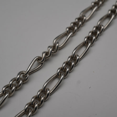 ヴィンテージ 純銀製 フィガロリンク アルバートチェーン 全長50cm 34g