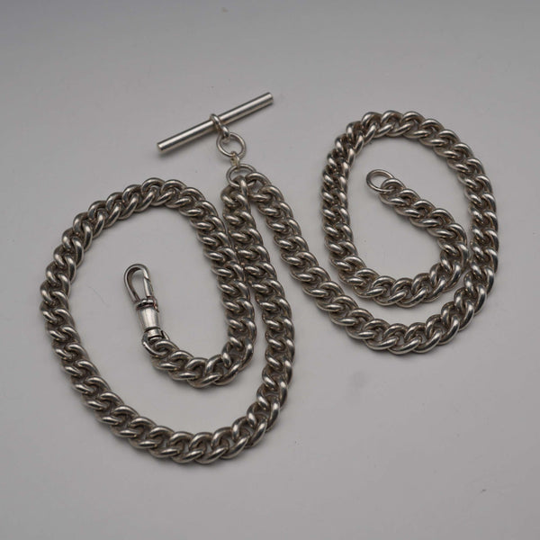 Vintage 850 plata Cadena doble Albert con eslabones Kihei 68g