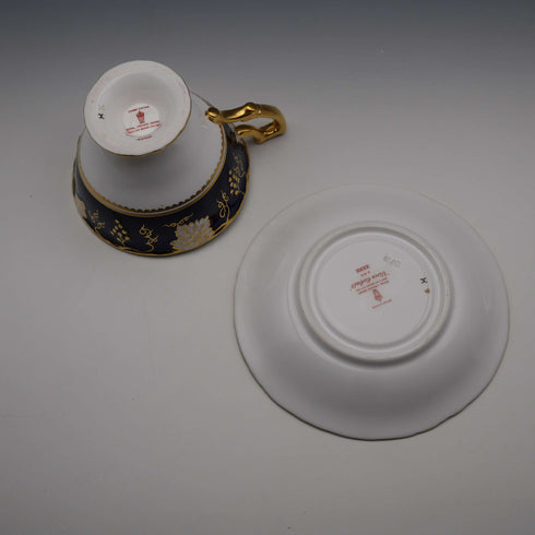 British Vintage Royal Crown Derby “Vine Cobalt” Cup & Saucer ②