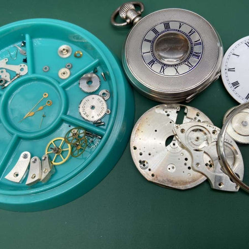 1943 British Bravingtons Renown pocket watch pure silver half hunter refurbished working well