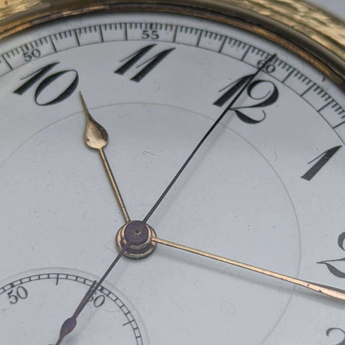 Around 1918 Antique Le Phare minute repeater & chronograph pocket watch gold plated hunter case refurbished